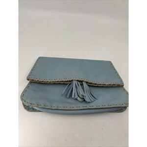 Blue Leather Randall Dodge rd2 clutch with tassel tie